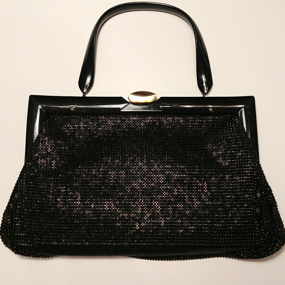 Vintage Whiting & Davis Black Mesh Purse Set